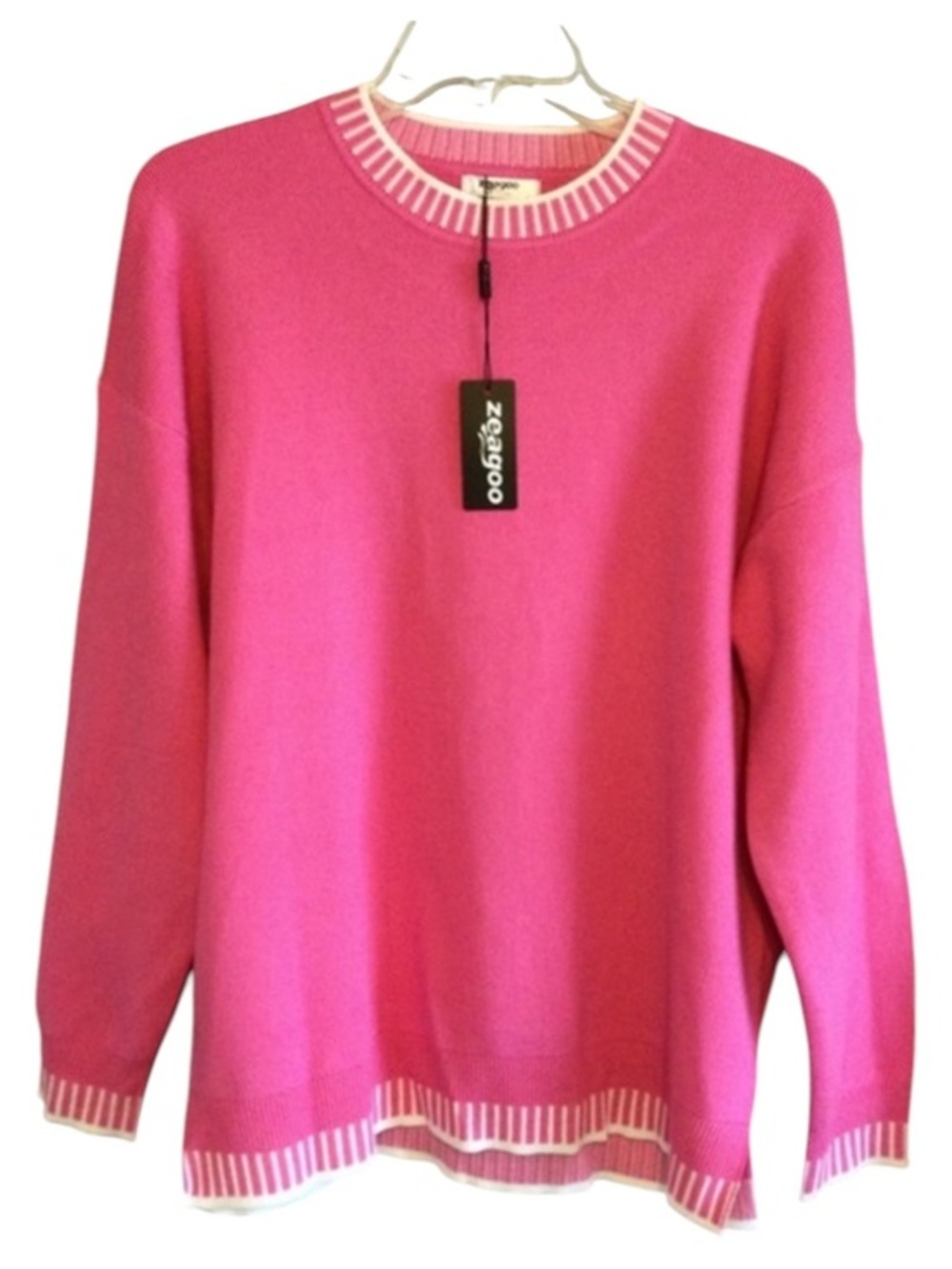 Zeagoo NWT Pink Women's Crew Neck Sweater Casual Size Large